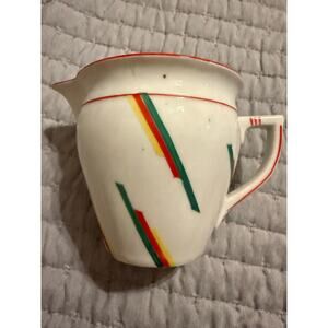 Czechoslovakia Green, Red, Yellow Striped Creamer